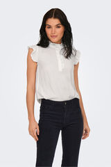 JDY Blusa sin mangas volantes blanco
