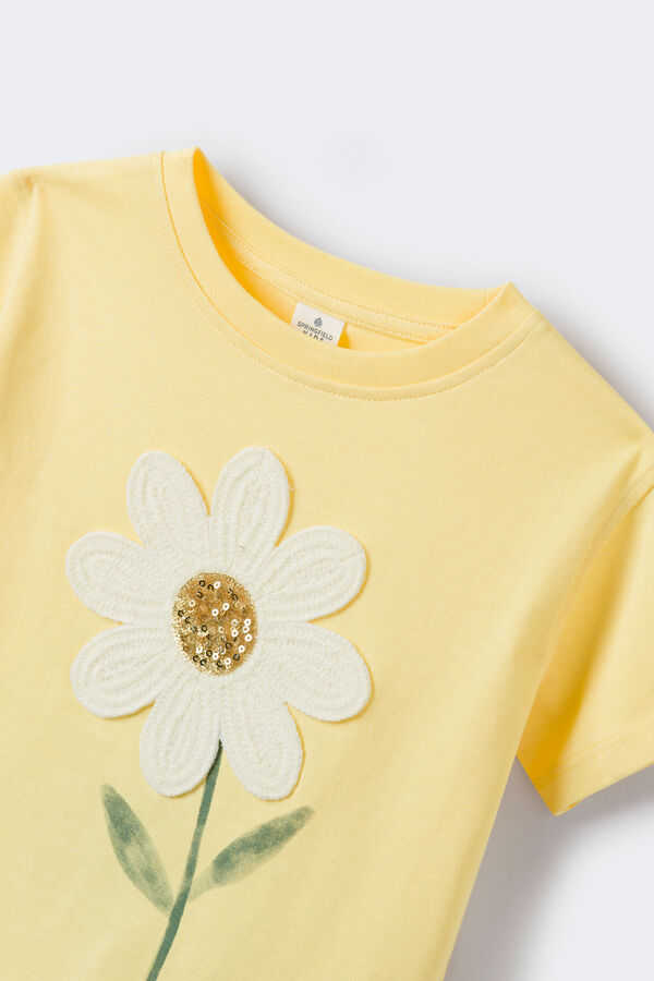 Springfield Kids Camiseta margaritas crochet ni&ntilde;a amarillo