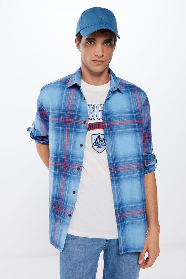 Springfield Camisa ligera cuadros azul
