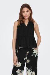 Only Blusa sin mangas escote de pico negro