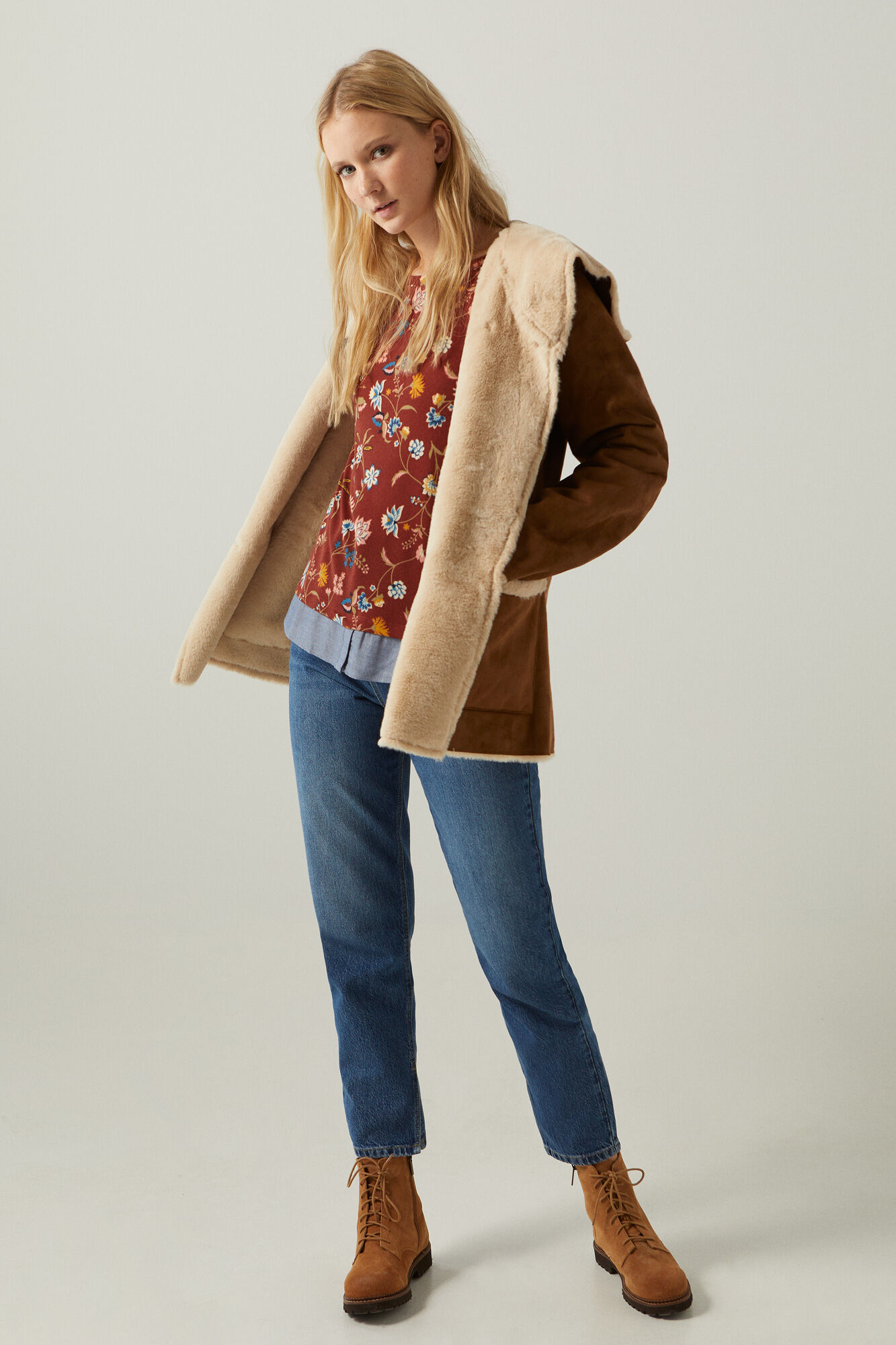 Springfield Camiseta Bimateria Estampada