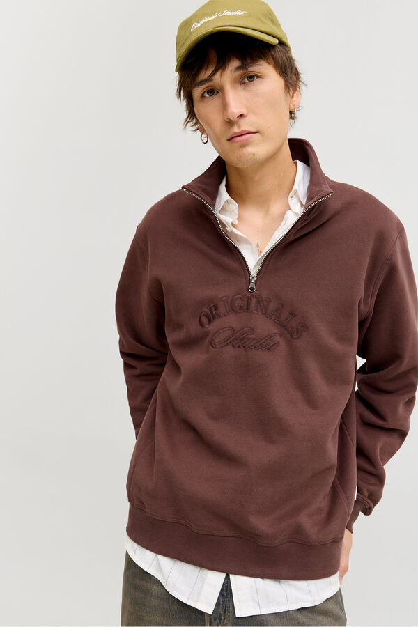 Jack & Jones Sudadera cuello cremallera burdeos