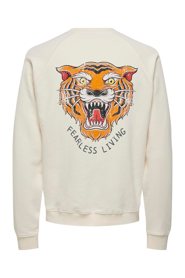 Only & Sons Sudadera de cuello redondo y print trasero blanco