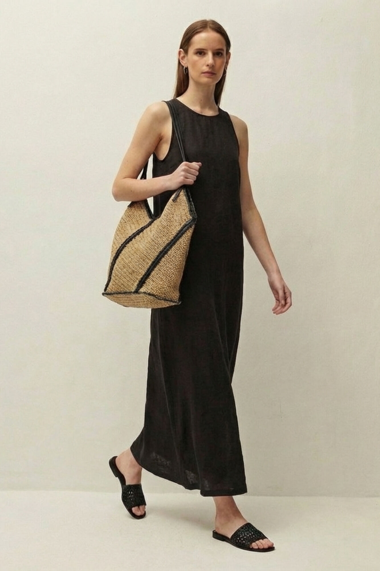 Systemaction Vestido comprido de linho