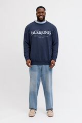 Jack & Jones PLUS Sweatshirt manga curta em algod&atilde;o azul