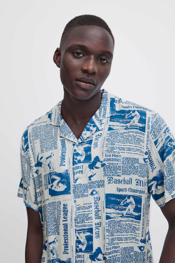 Blend Camisa Manga Curta Estampada azul