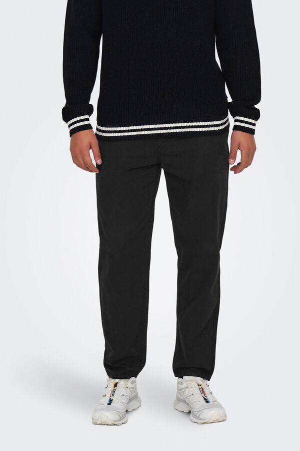 Only & Sons Calças de ajuste cônico masculino preto