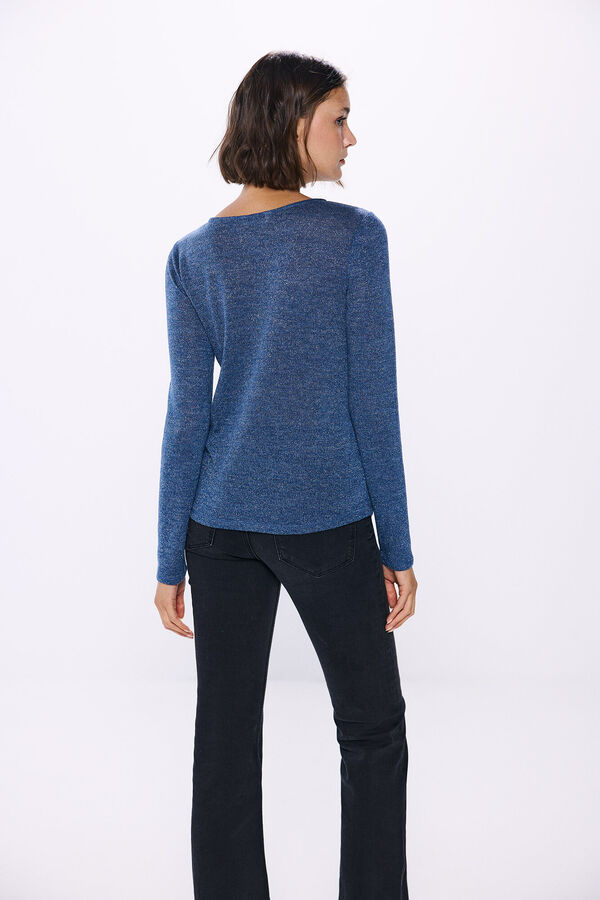 Springfield T-shirt Lurex com decote aberto cinzento