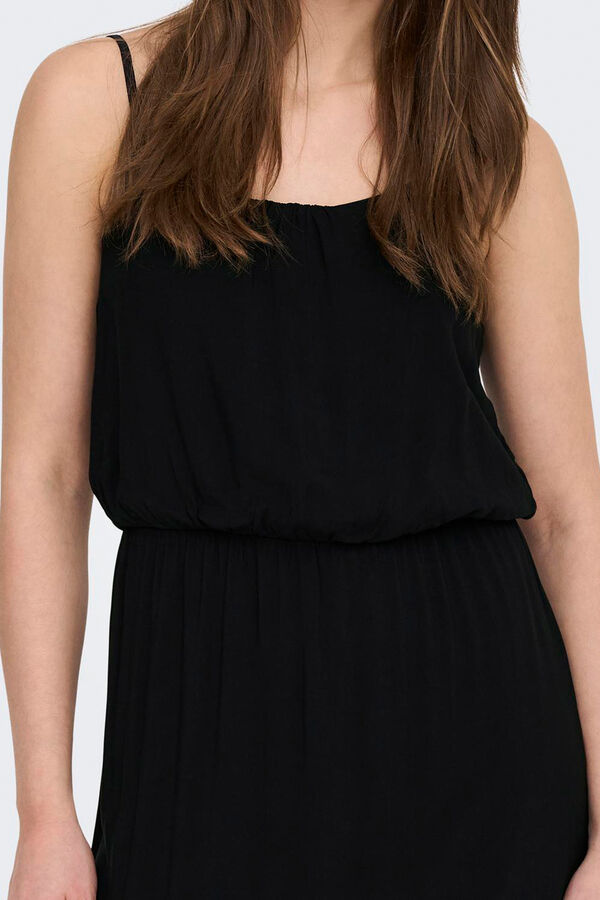 Only Vestido longo com al&ccedil;as ajust&aacute;veis preto