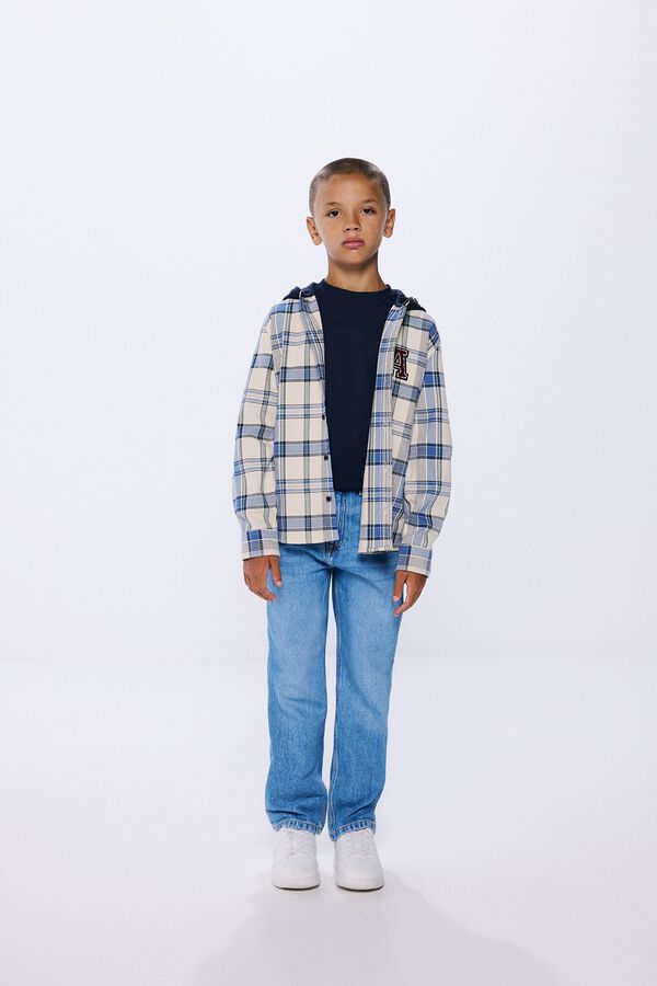 Springfield Kids Camisa cuadros capucha ni&ntilde;o blanco