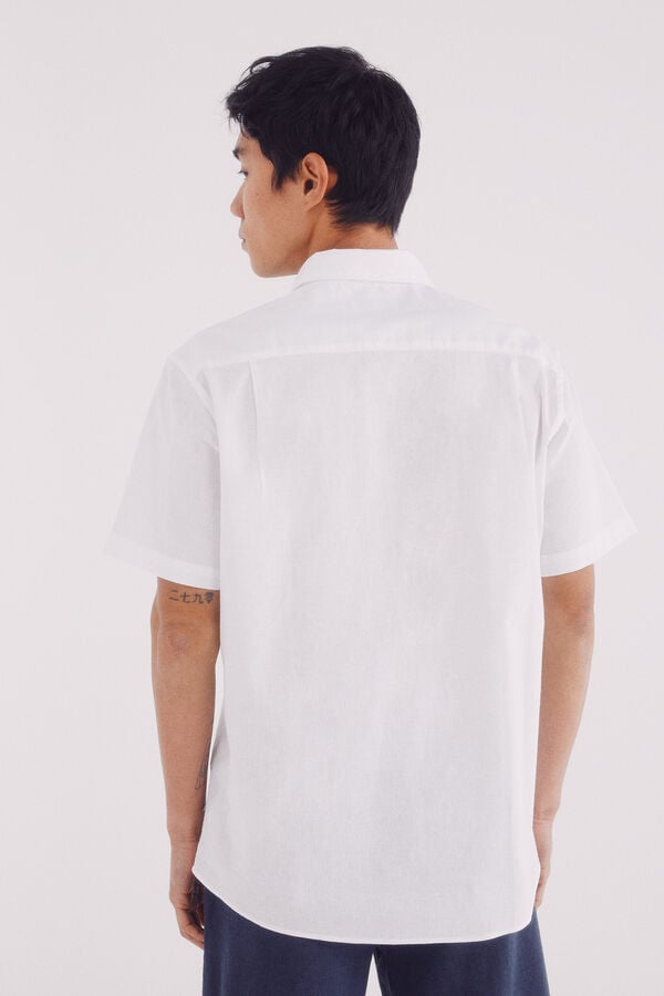 Springfield Camisa de manga curta em linho branco
