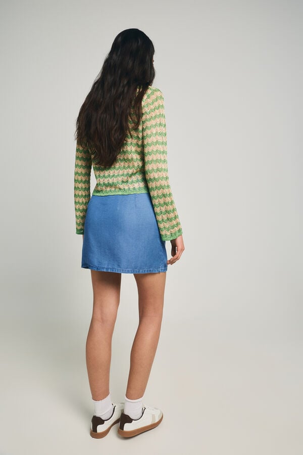 Only Saia curta de tencel azul