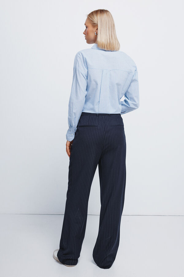 Springfield Pantalones pinzas goma cintura azul