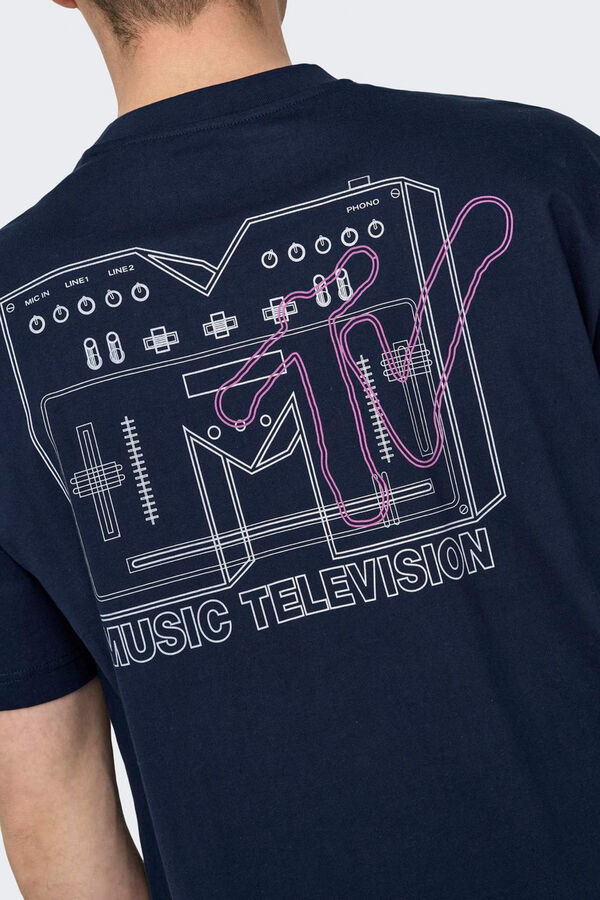 Only & Sons Camiseta de hombre de manga corta con licencia azul