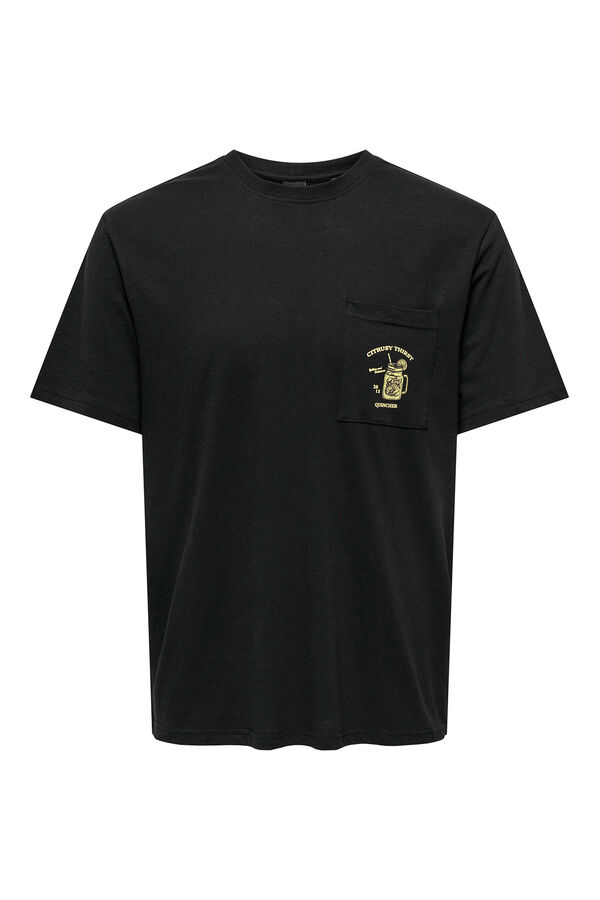 Only & Sons Camisola de manga curta com bolso preto