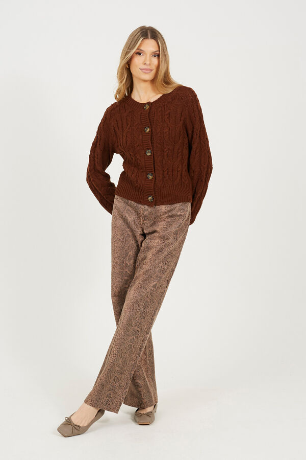 Brave Soul C&aacute;rdigan de punto con ochos tostado