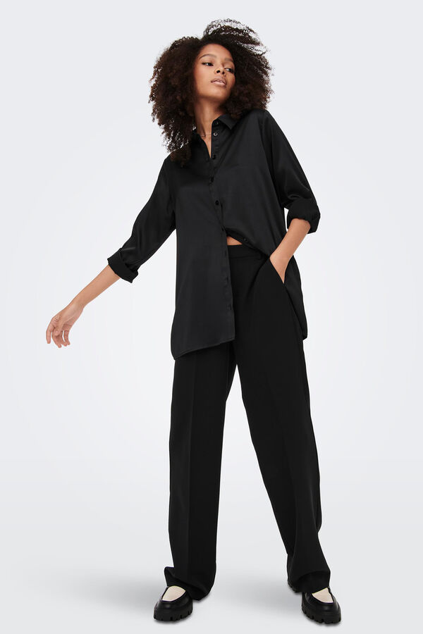 Springfield Camisa acetinada oversized preto