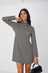 Brave Soul Vestido pata de gallo estampado