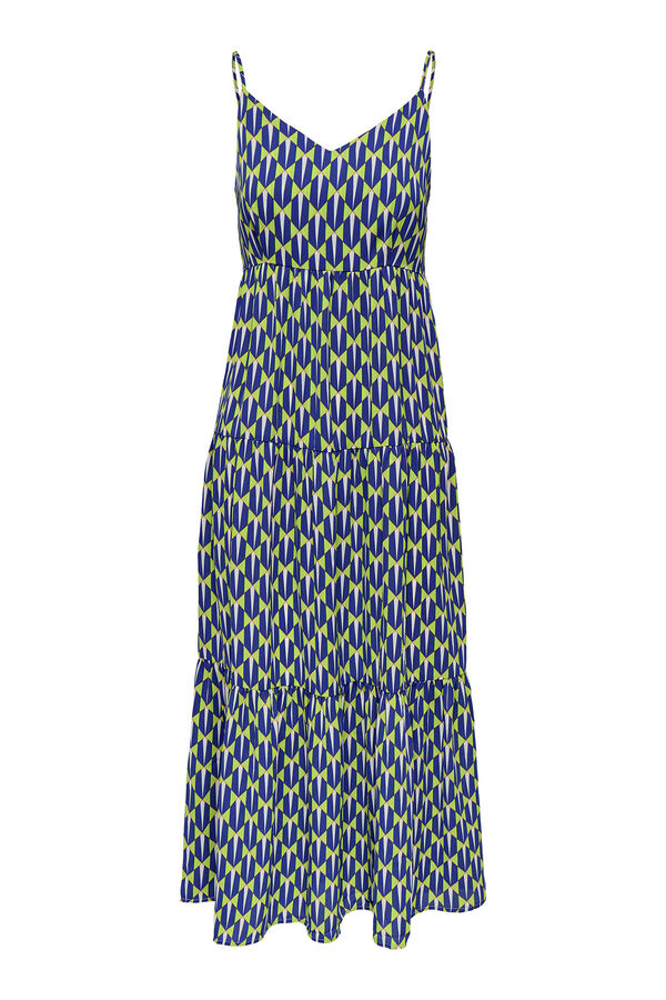 Only Vestido largo de tirantes regulables estampado verde