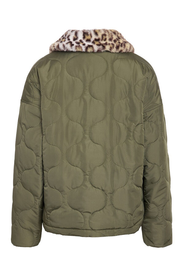 Noisy May abrigo quilted animal print verde