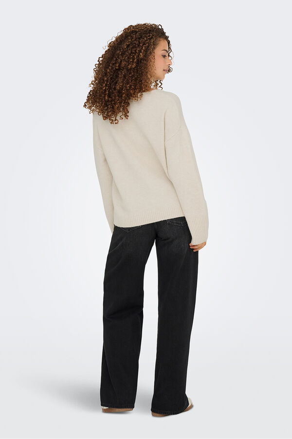 Only Jersey de cuello pico beige