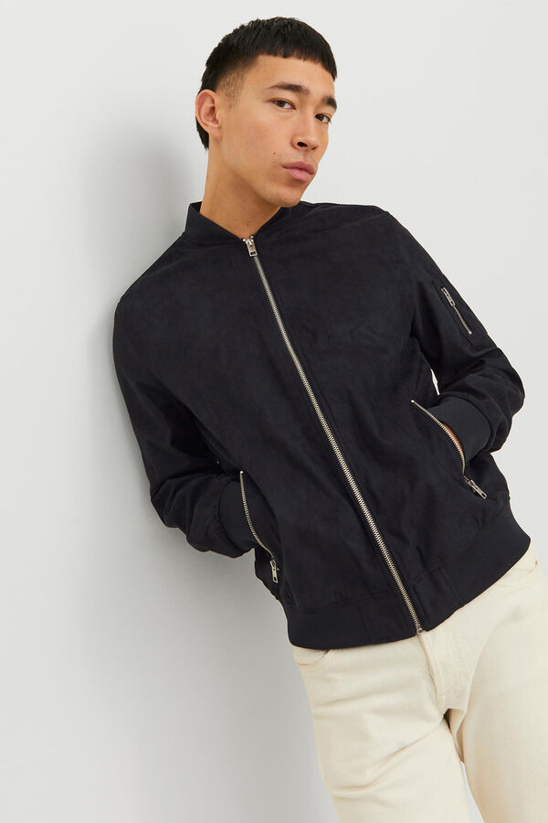 Jack & Jones Chaqueta bomber efecto piel negro