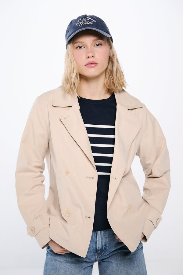 Springfield Gabardina corta doble abotonadura estampado