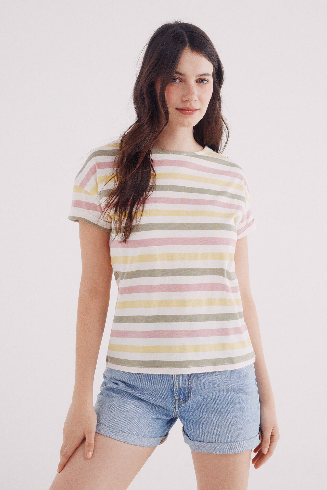 Springfield Camiseta rayas botones hombro