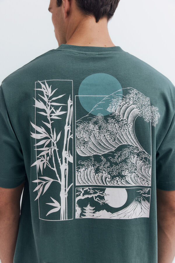 Springfield Camiseta composici&oacute;n paisajes verde