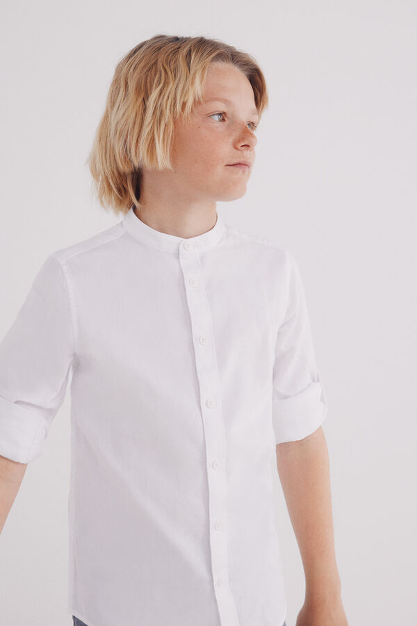 Springfield Kids Camisa estruturada de menino com gola mao branco