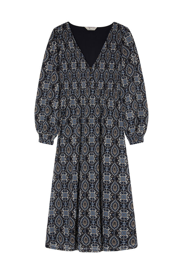 Springfield Vestido midi estampado geom&eacute;trico azul