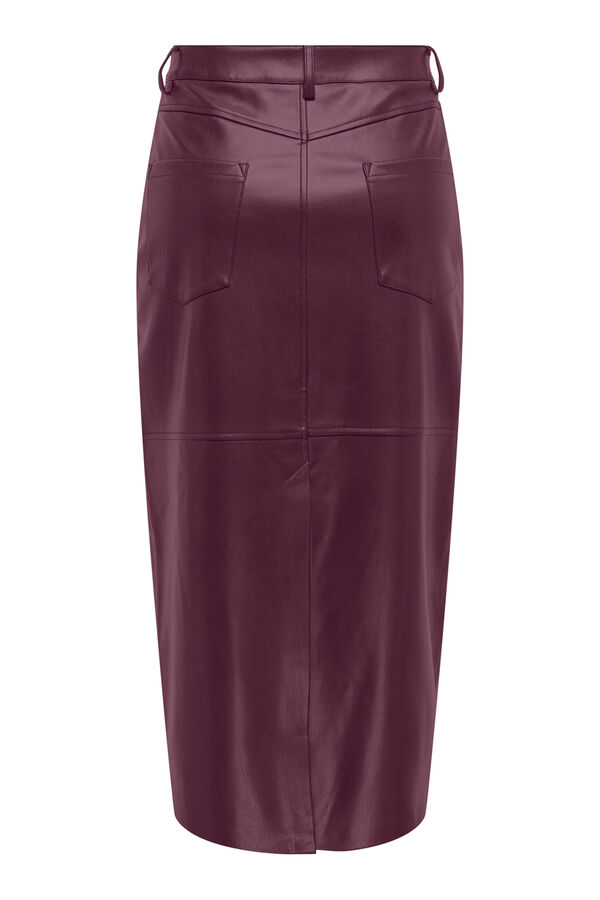 Only Falda midi piel vegana morado/lila