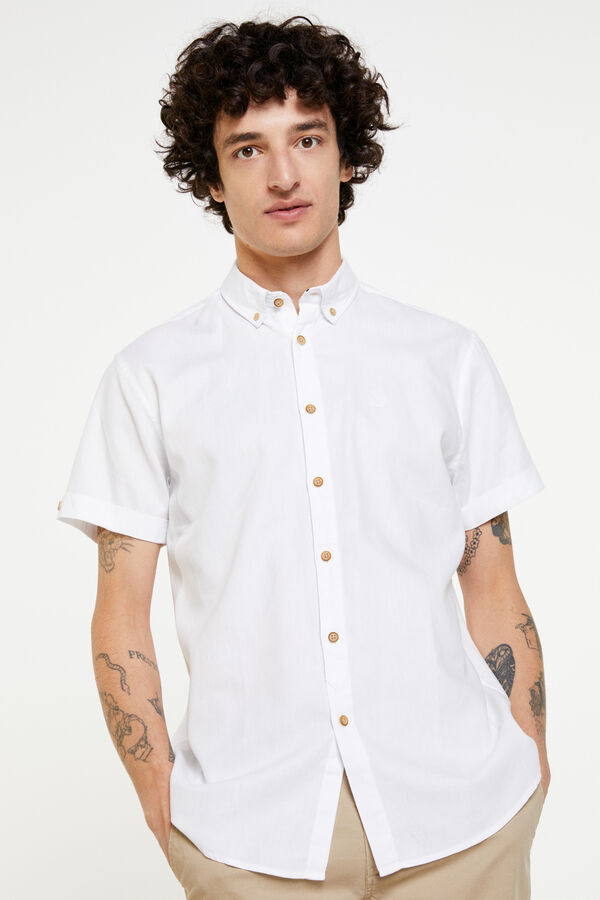 Springfield Camisa dobby color blanco