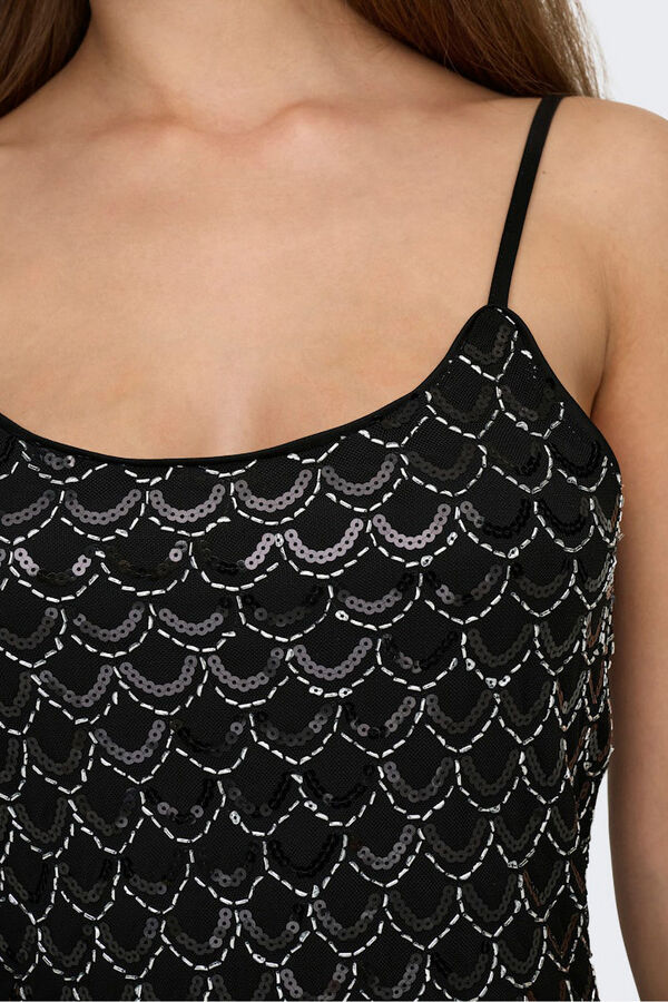 Only Vestido curto de lantejoulas preto