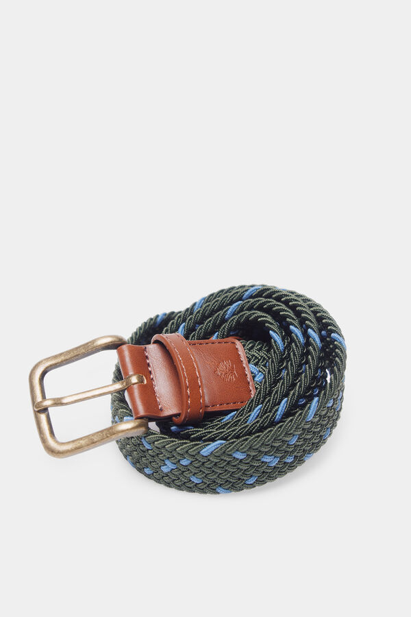 Springfield Cintur&oacute;n trenzado monocolor con cruz en contraste kaki