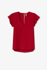 Tiffosi Blusa com Babado vermelho