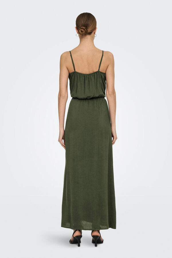 Only Vestido longo com al&ccedil;as ajust&aacute;veis Caqui escuro