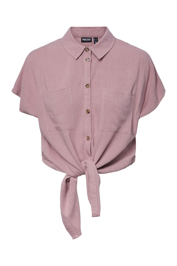 Pieces Camisa de lino morado/lila