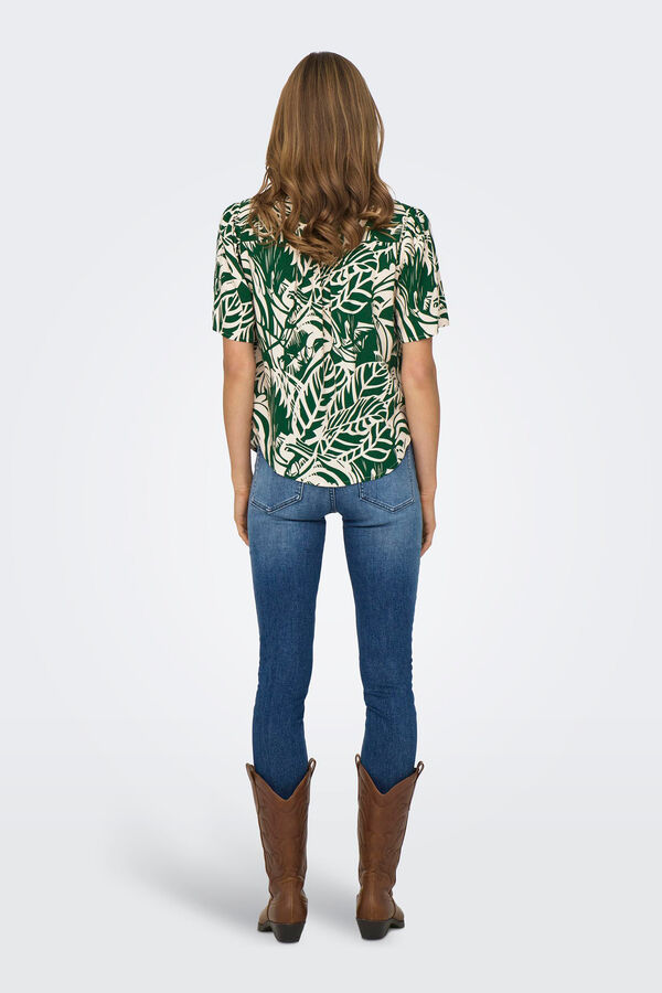 JDY Top estampado decote bico verde
