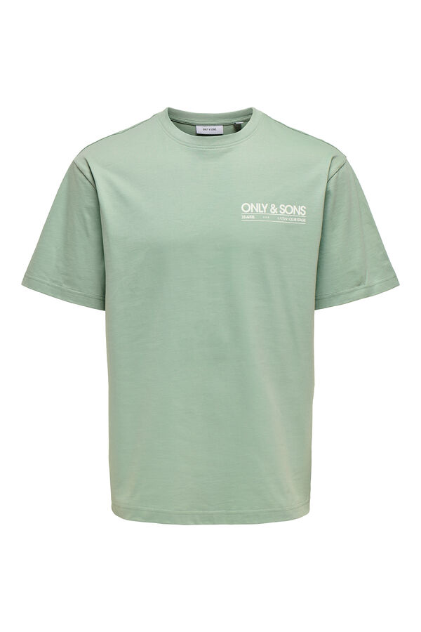 Only & Sons Herren-T-Shirt mit entspannter Passform. 100 % Bio-Baumwolle. verde