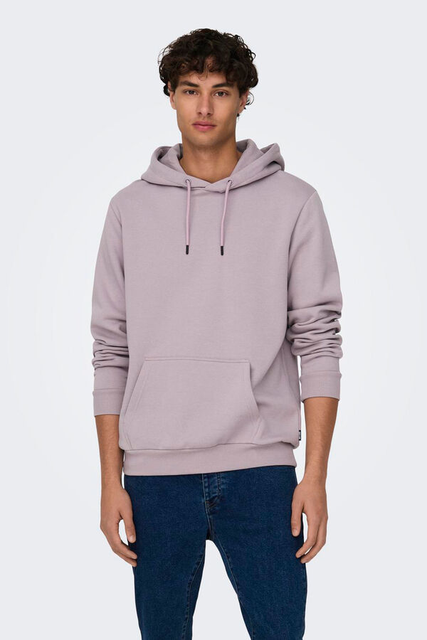 Only & Sons Sweatshirt com capuz de l&atilde; rosa