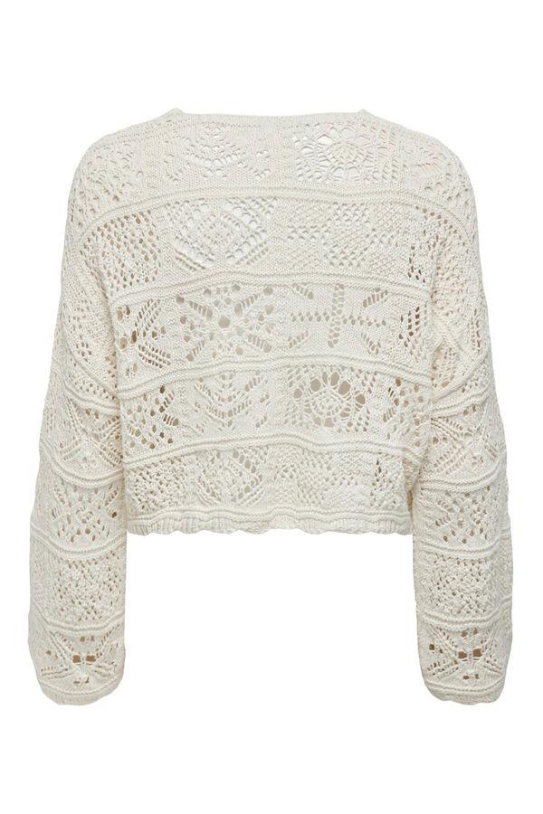 Only C&aacute;rdigan corto de crochet troquelado blanco