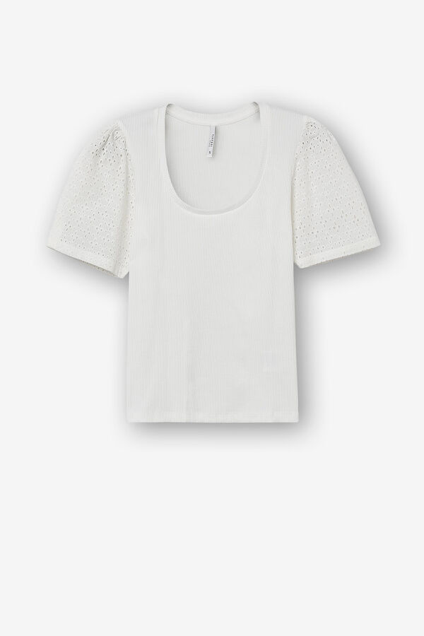 Tiffosi T-shirt com bordado ingl&ecirc;s branco