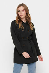 Only Gabardina midi con cintur&oacute;n negro