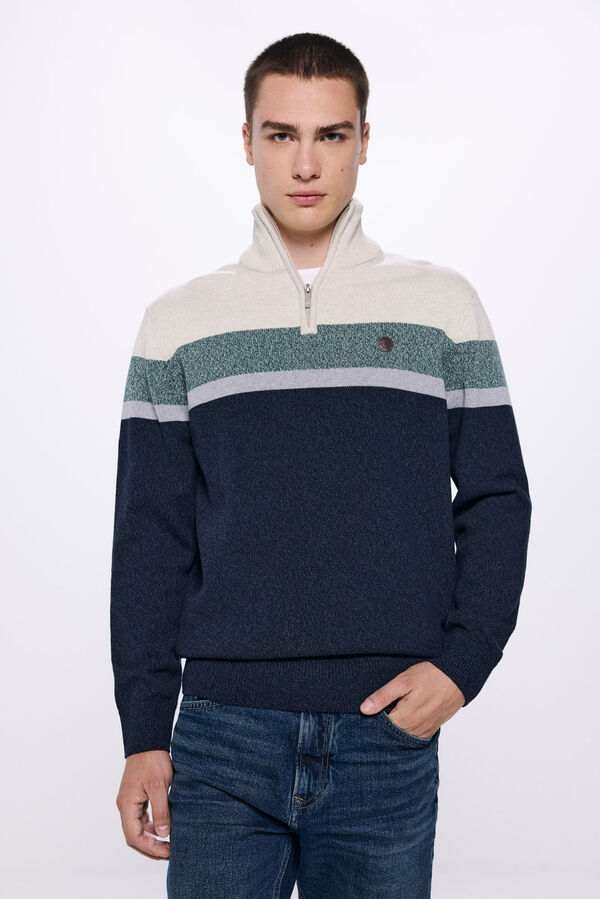 Springfield Su&eacute;ter colorido com fecho-&eacute;clair azul