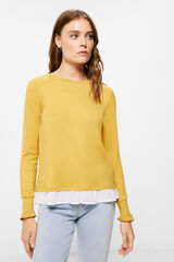 Springfield Camiseta Bimateria Volante Pu&ntilde;os amarillo