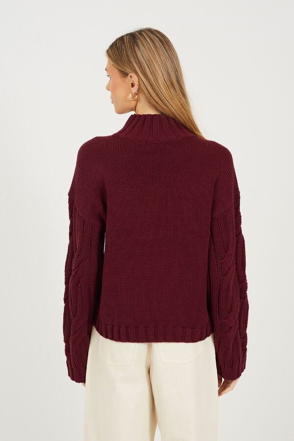 Brave Soul Jersey de punto con ochos burdeos