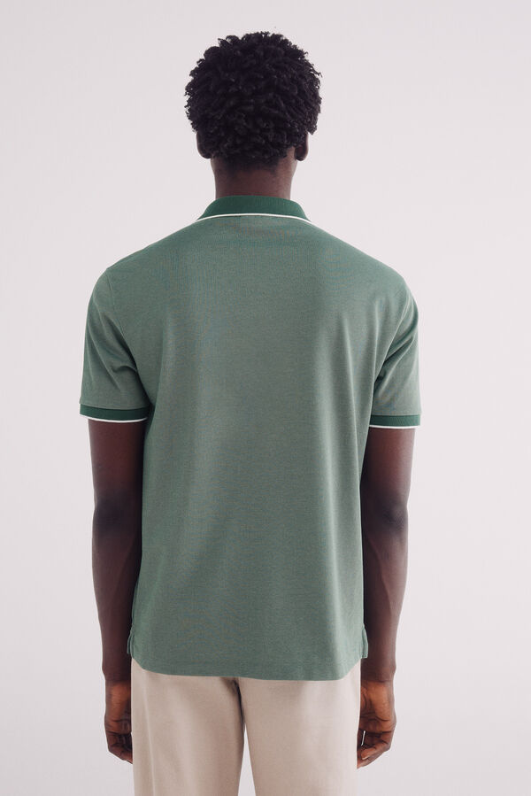 Springfield Polo Oxford com gola contrastante, regular fit verde