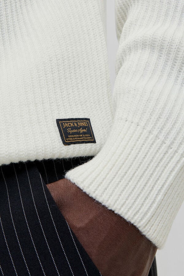 Jack & Jones Jersey b&aacute;sico cuello vuelto blanco