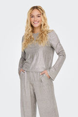 JDY Top de manga larga y cuello redondo gris